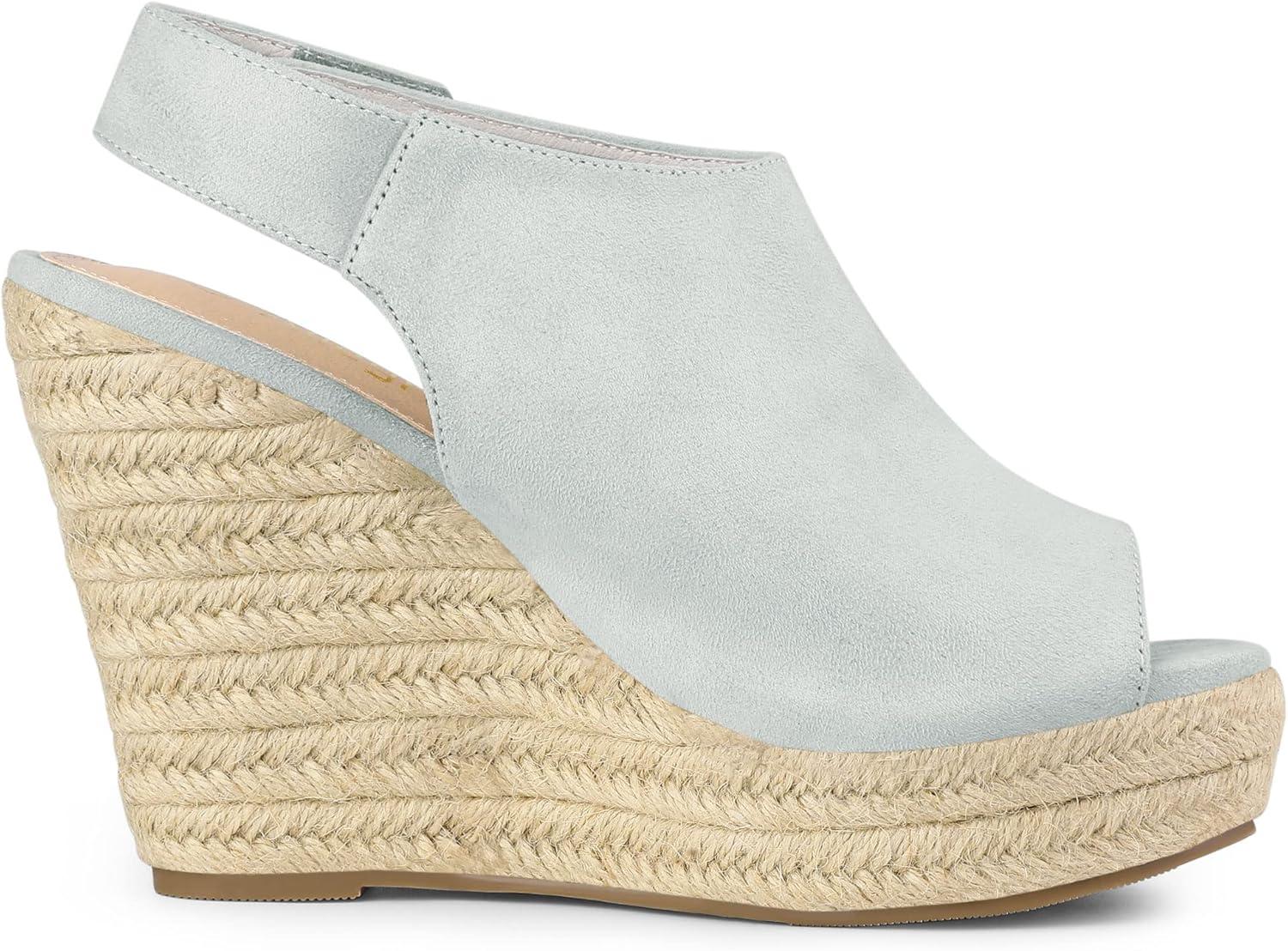 imageAllegra K Womens Espadrille Platform Heeled Wedges SandalsGrey