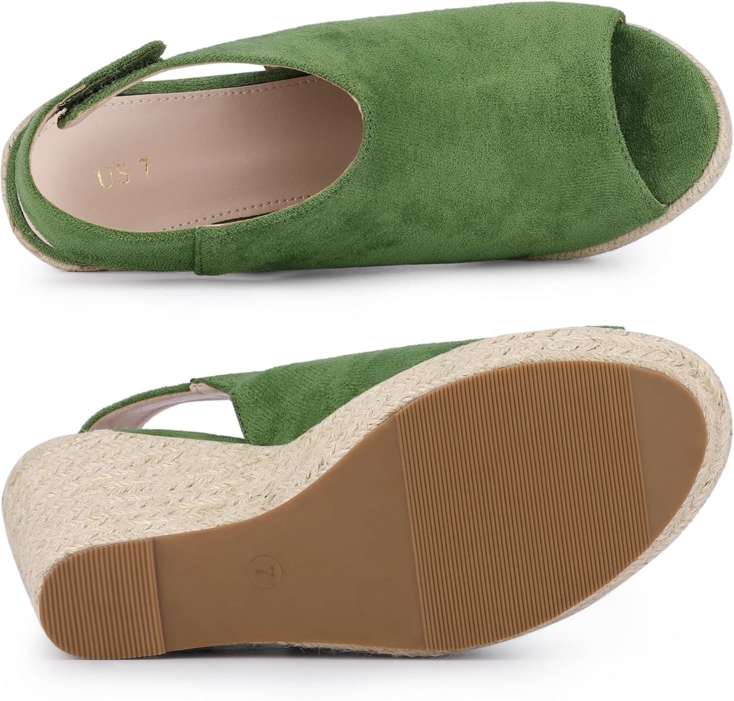 imageAllegra K Womens Espadrille Platform Heeled Wedges SandalsOlive Green