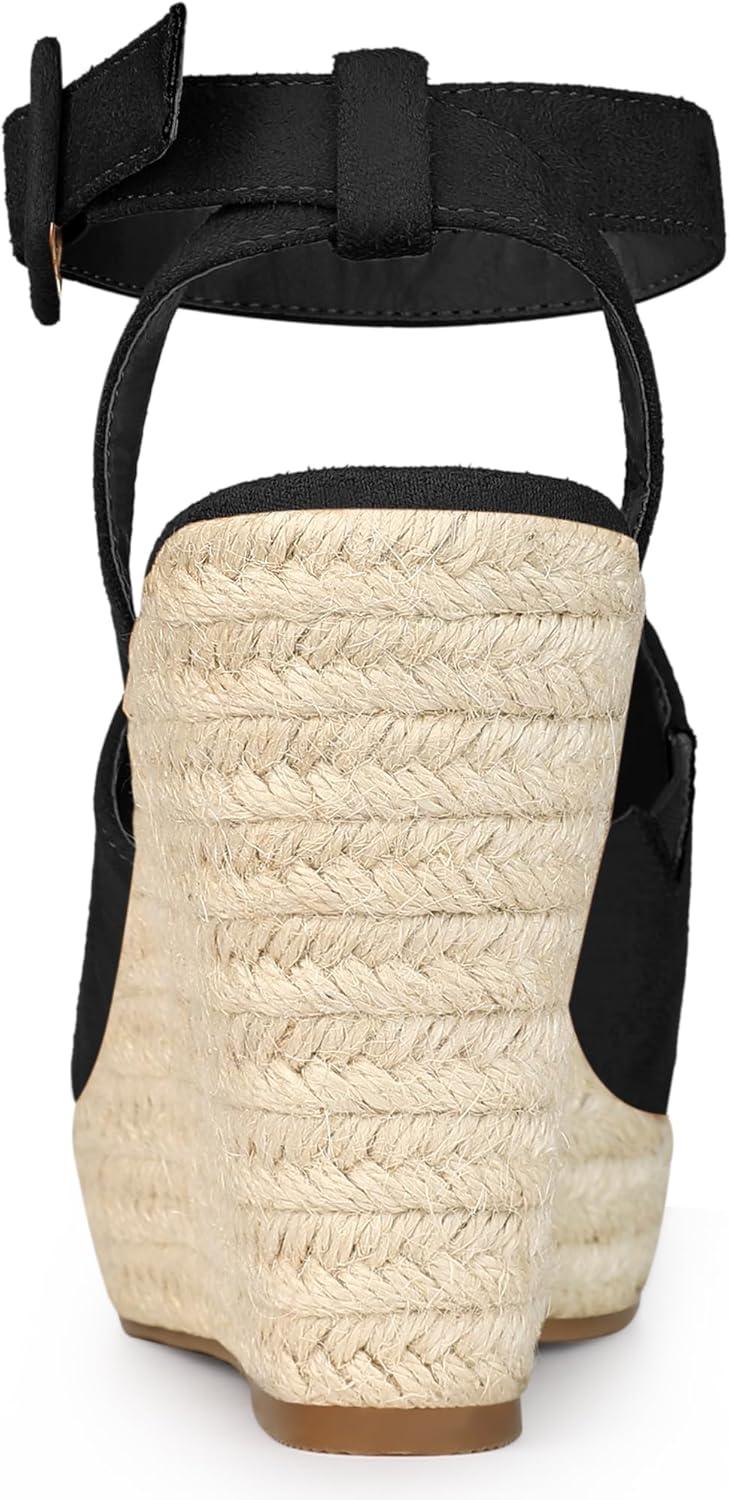 imageAllegra K Womens Espadrille Platform Slingback Wedges Heels SandalsBlack