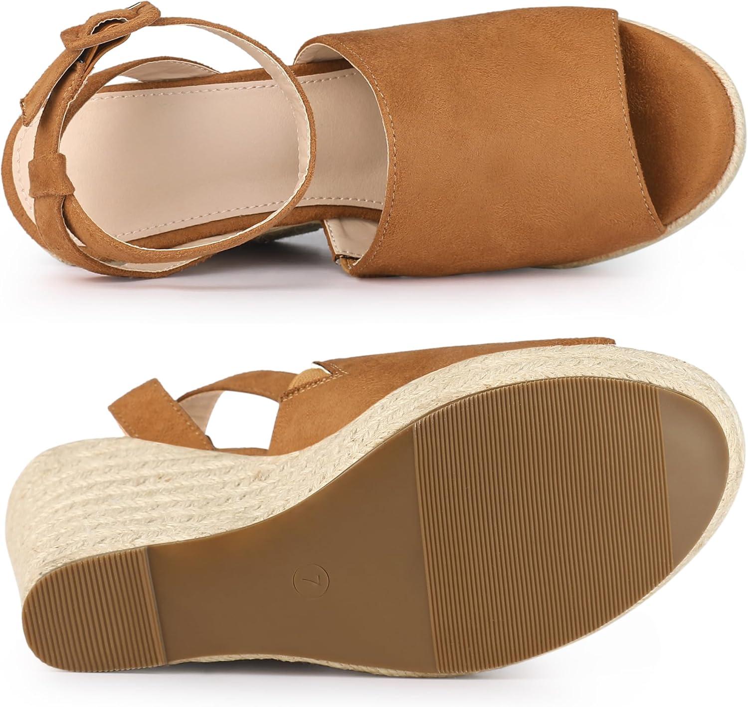 imageAllegra K Womens Espadrille Platform Slingback Wedges Heels SandalsBrown