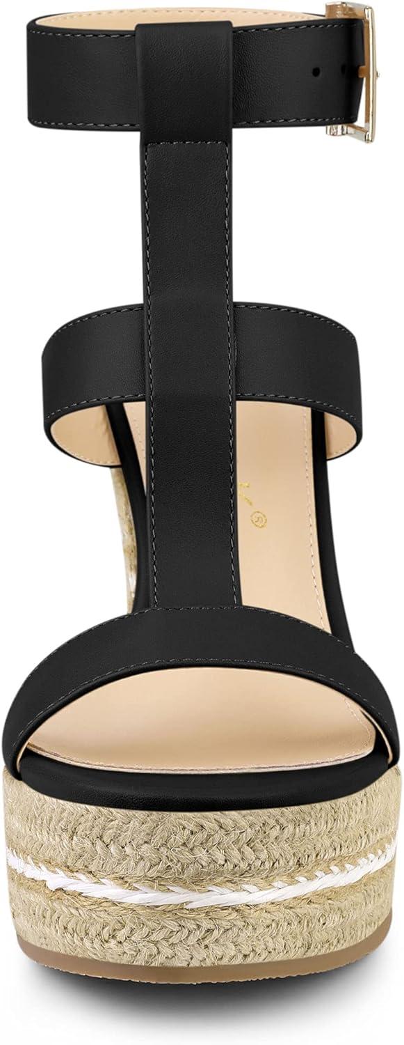 imageAllegra K Womens Espadrille Strappy Platform Wedges SandalsBlack