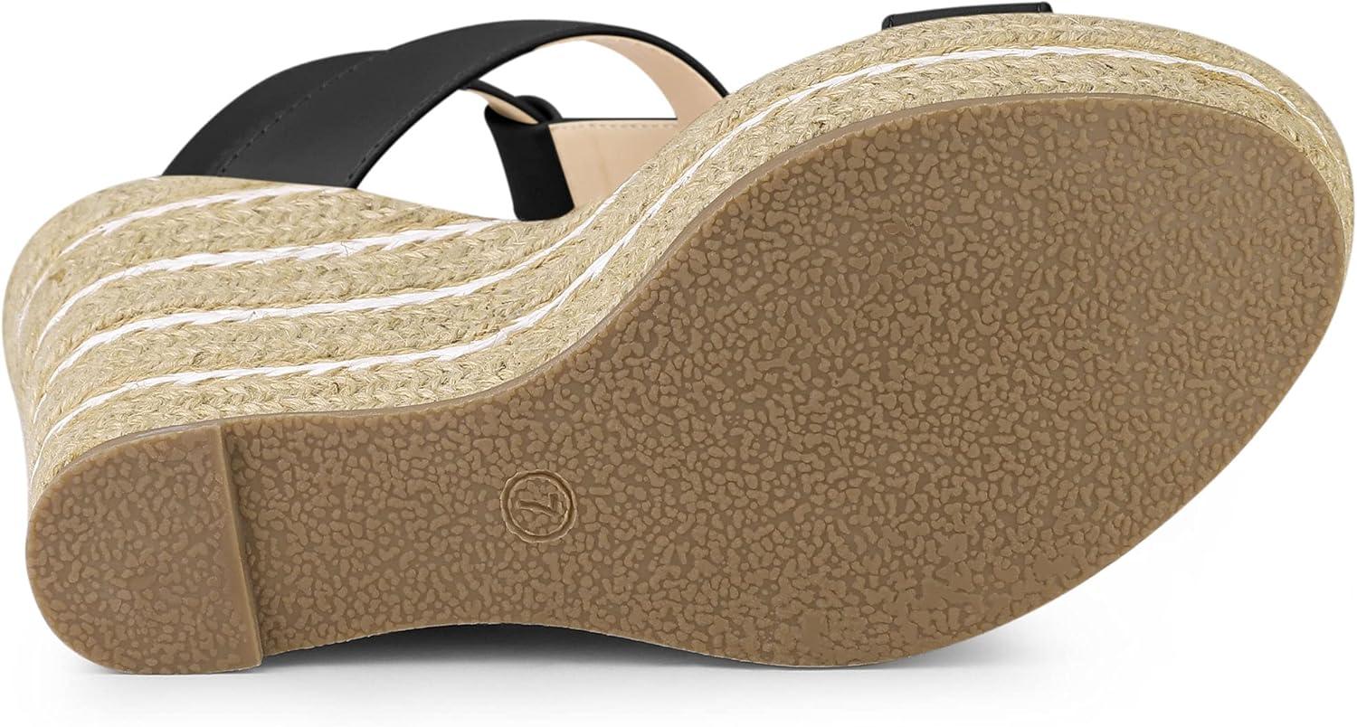 imageAllegra K Womens Espadrille Strappy Platform Wedges SandalsBlack
