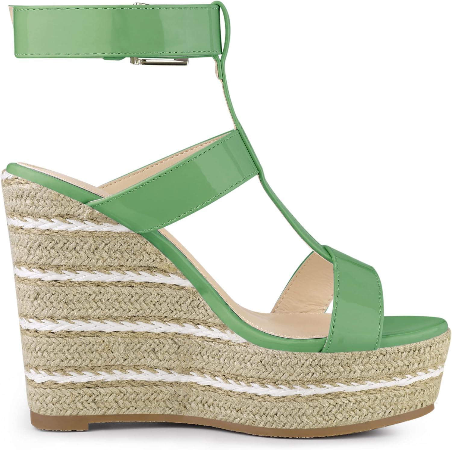 imageAllegra K Womens Espadrille Strappy Platform Wedges SandalsGreen