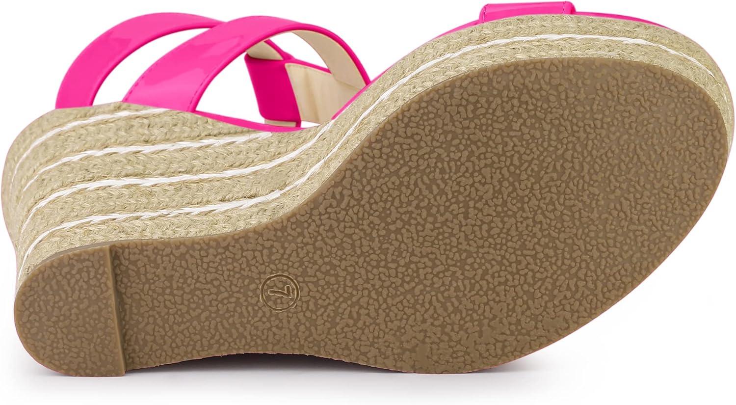 imageAllegra K Womens Espadrille Strappy Platform Wedges SandalsHot Pink