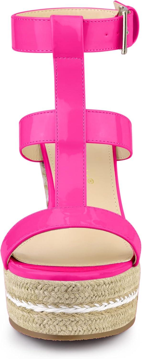 imageAllegra K Womens Espadrille Strappy Platform Wedges SandalsHot Pink