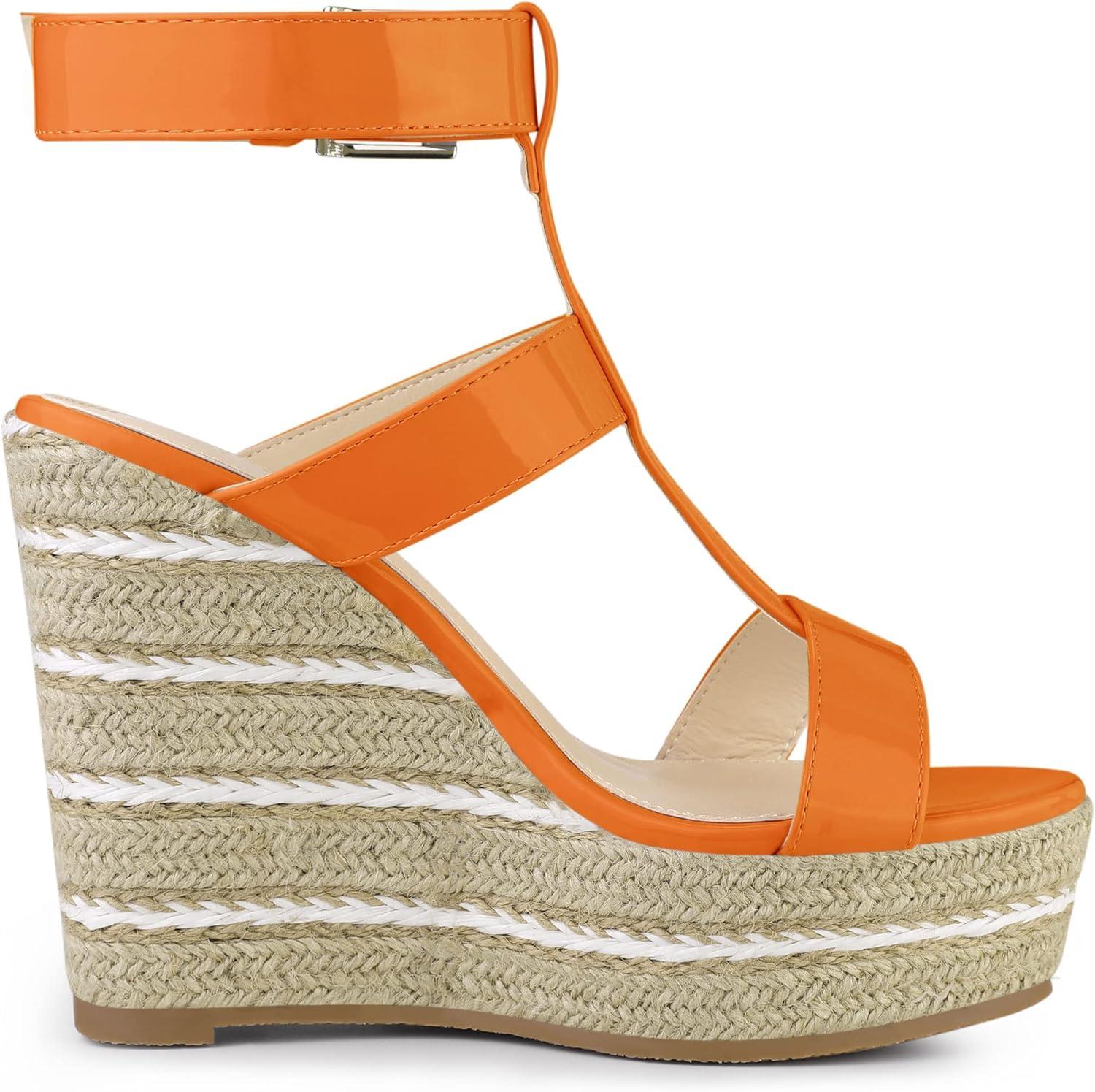imageAllegra K Womens Espadrille Strappy Platform Wedges SandalsOrange