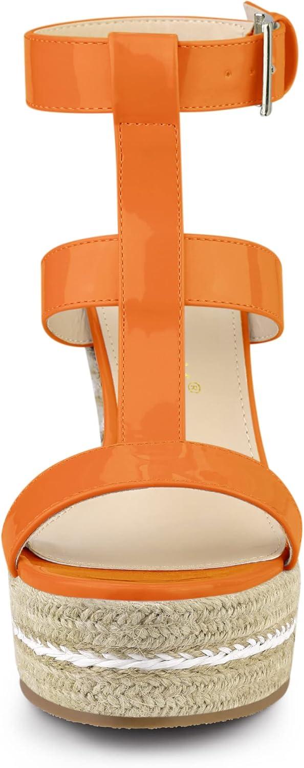 imageAllegra K Womens Espadrille Strappy Platform Wedges SandalsOrange