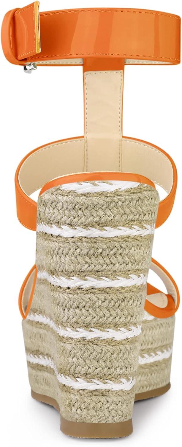 imageAllegra K Womens Espadrille Strappy Platform Wedges SandalsOrange