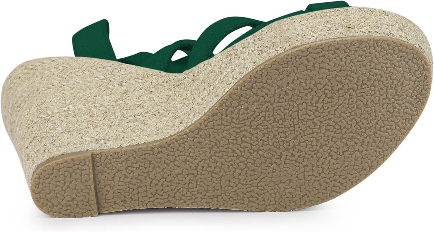 imageAllegra K Womens Espadrilles Platform Heels Lace Up Wedge SandalsGreen