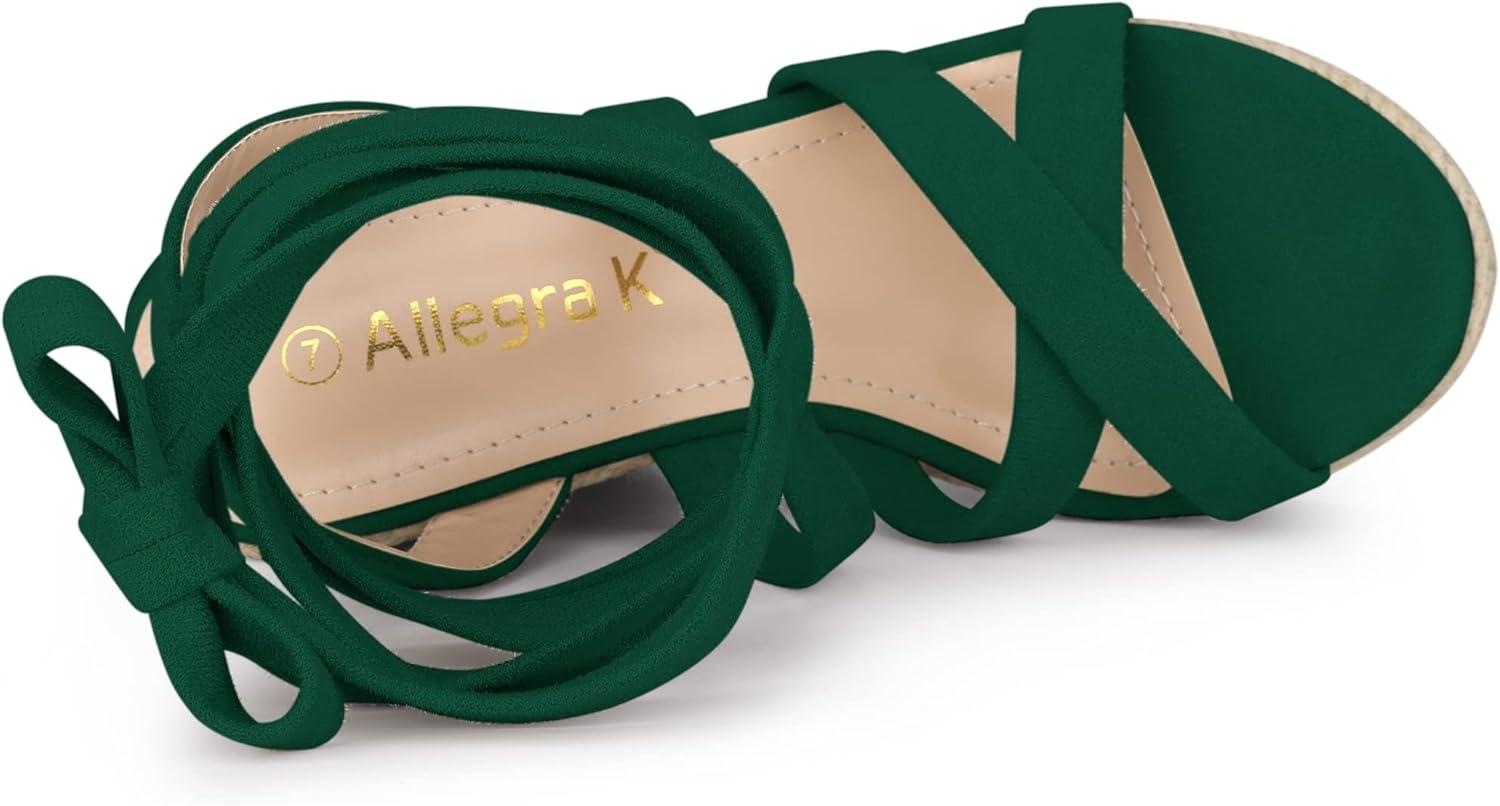 imageAllegra K Womens Espadrilles Platform Heels Lace Up Wedge SandalsGreen