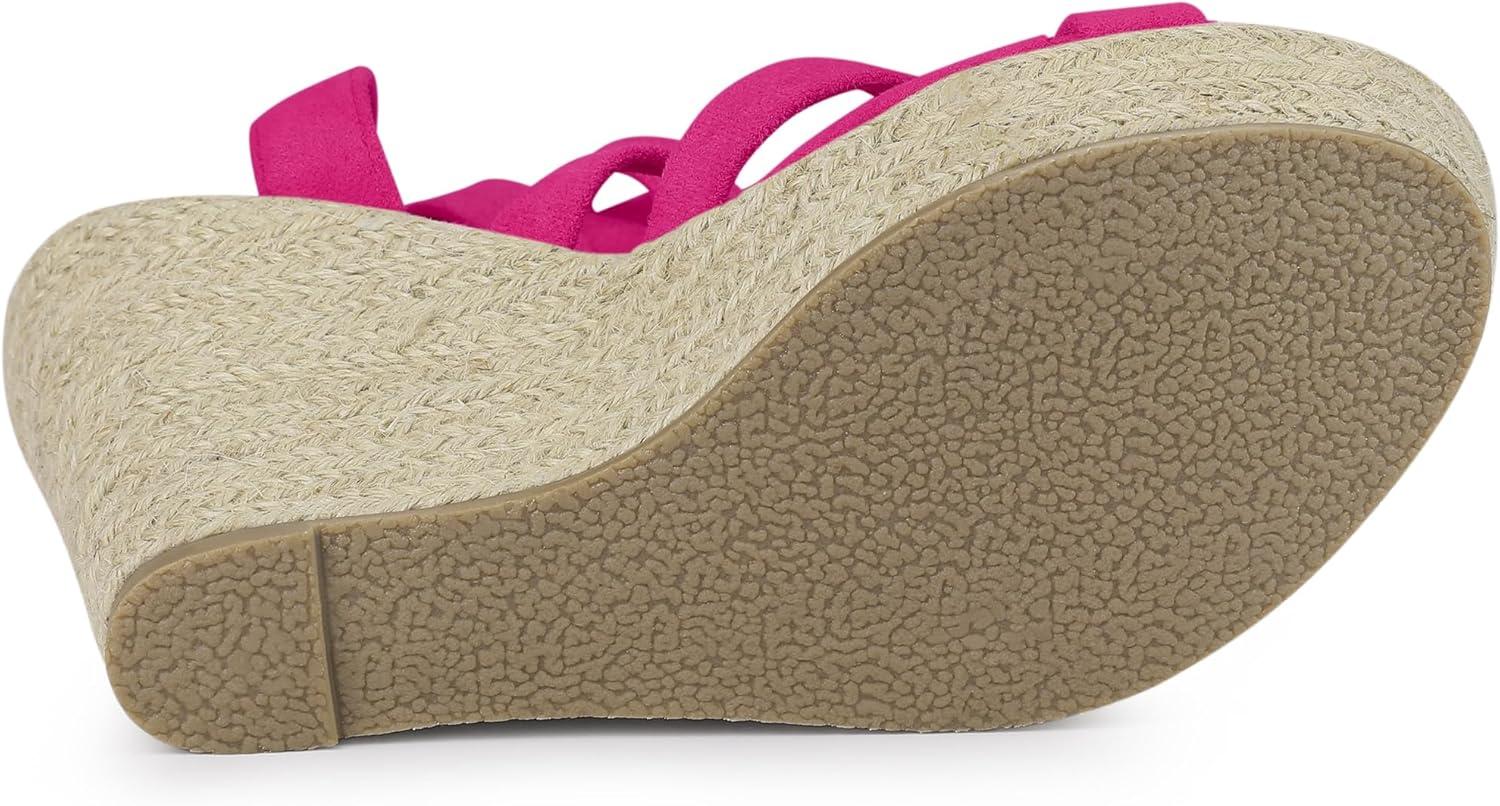 imageAllegra K Womens Espadrilles Platform Heels Lace Up Wedge SandalsHot Pink