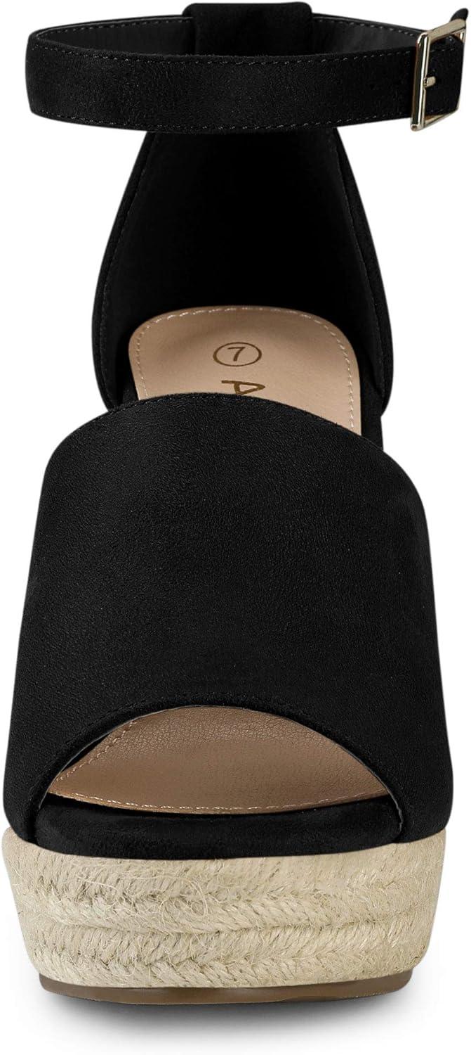 imageAllegra K Womens Espadrilles Platform Heels Wedges SandalsBlack