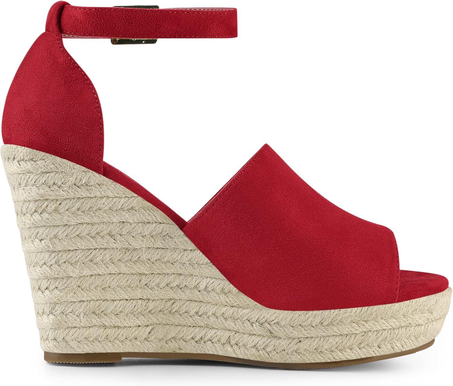 imageAllegra K Womens Espadrilles Platform Heels Wedges SandalsRed