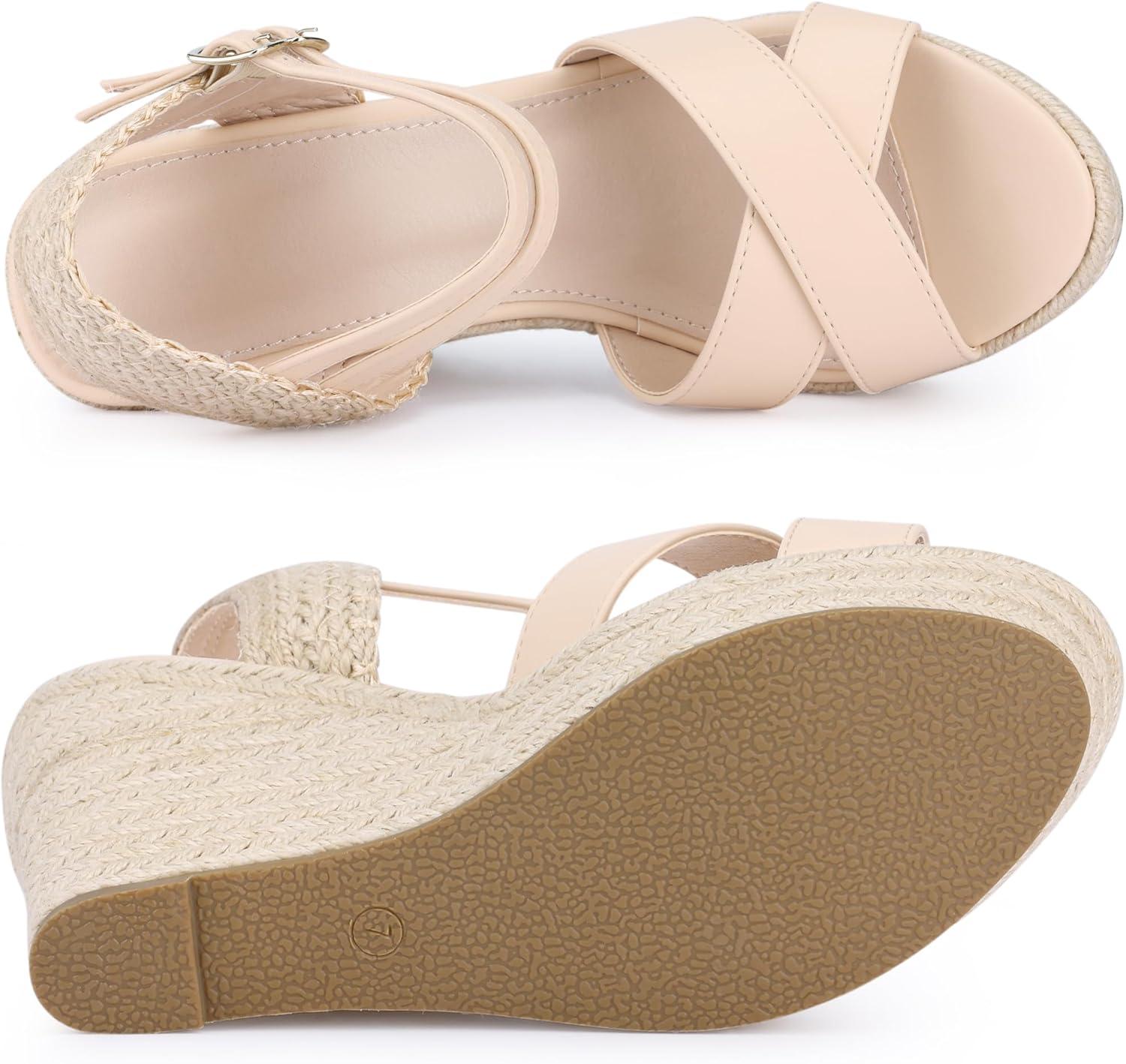 imageAllegra K Womens Espadrilles Platform Wedges Open Toe Wedge Heel SandalsBeige