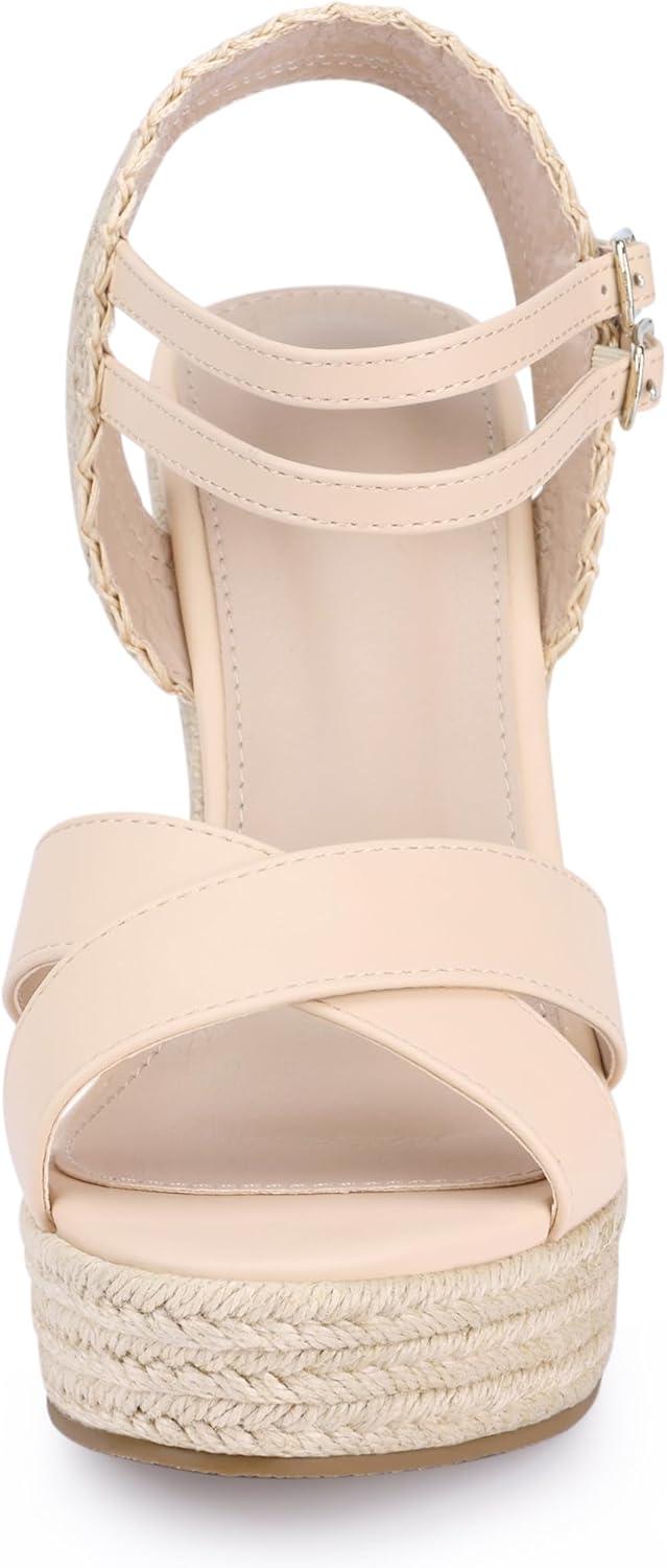 imageAllegra K Womens Espadrilles Platform Wedges Open Toe Wedge Heel SandalsBeige