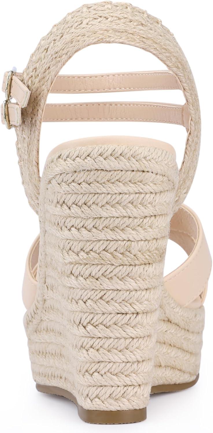 imageAllegra K Womens Espadrilles Platform Wedges Open Toe Wedge Heel SandalsBeige