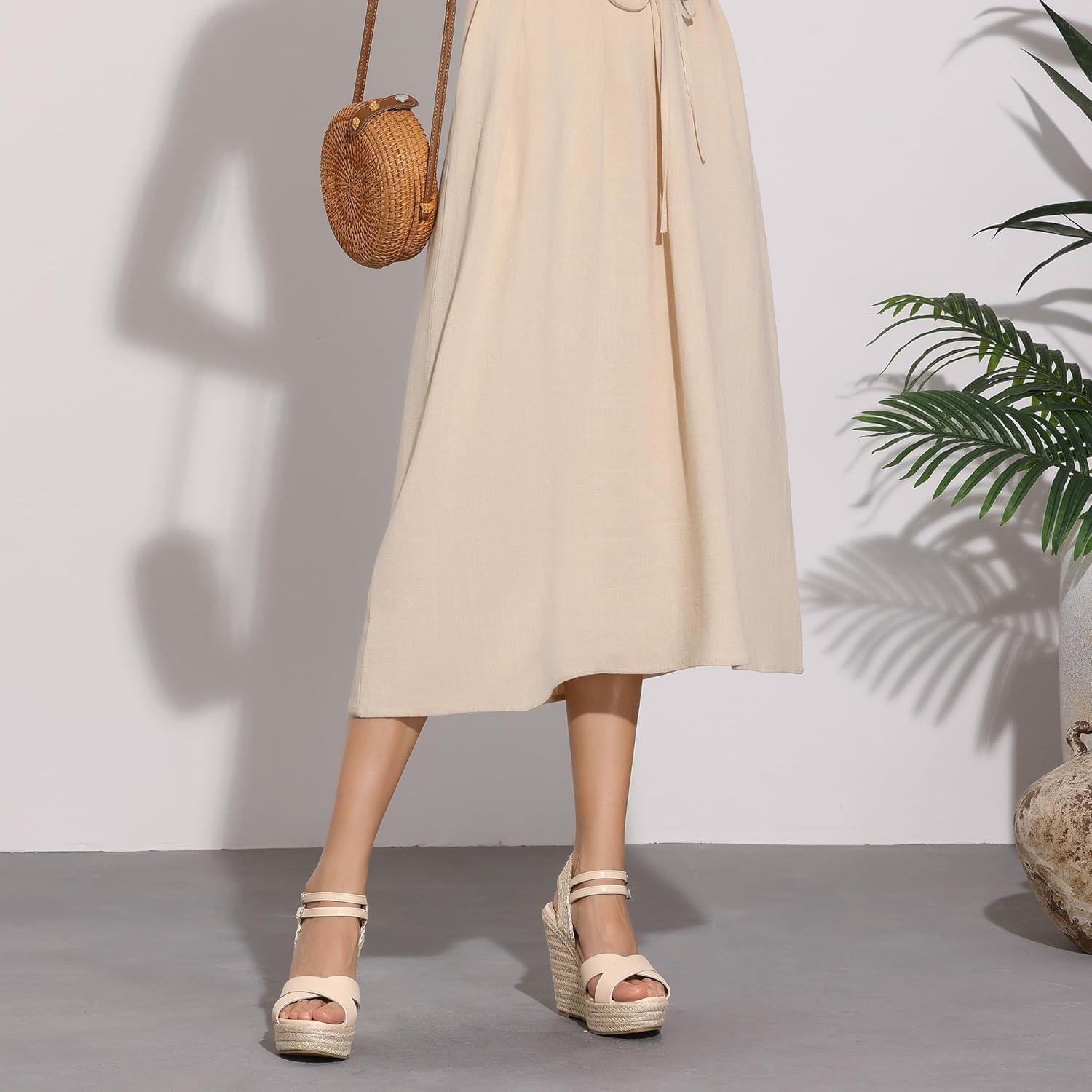 imageAllegra K Womens Espadrilles Platform Wedges Open Toe Wedge Heel SandalsBeige