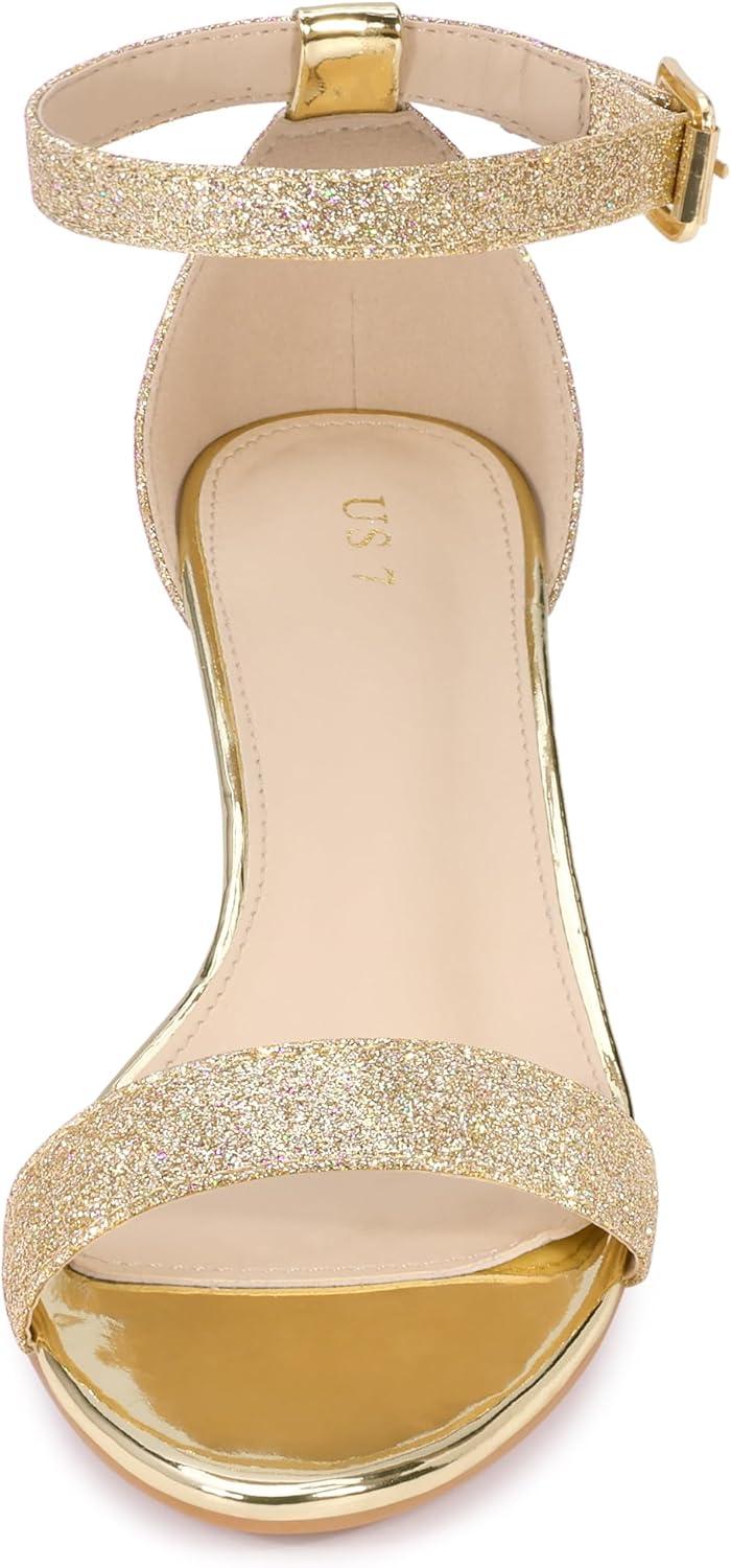 imageAllegra K Womens Glitter Heels Open Toe Wedge Heel SandalsGold