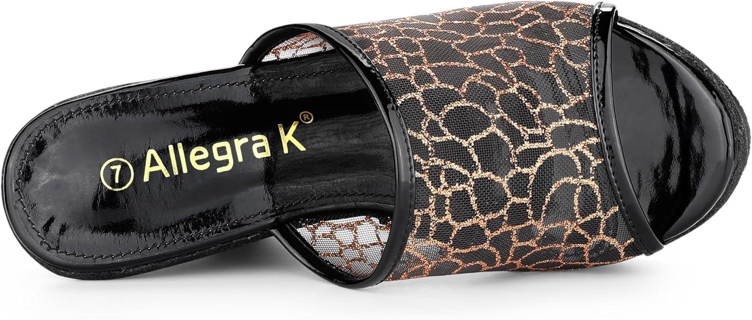 imageAllegra K Womens Glitter Platform Heels Slide Wedge SandalsBlack Gold