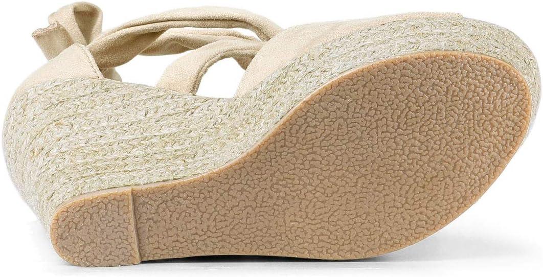 imageAllegra K Womens Lace Up Espadrilles Platform Platform Wedges SandalsBeige
