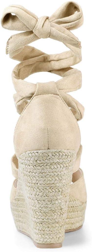 imageAllegra K Womens Lace Up Espadrilles Platform Platform Wedges SandalsBeige
