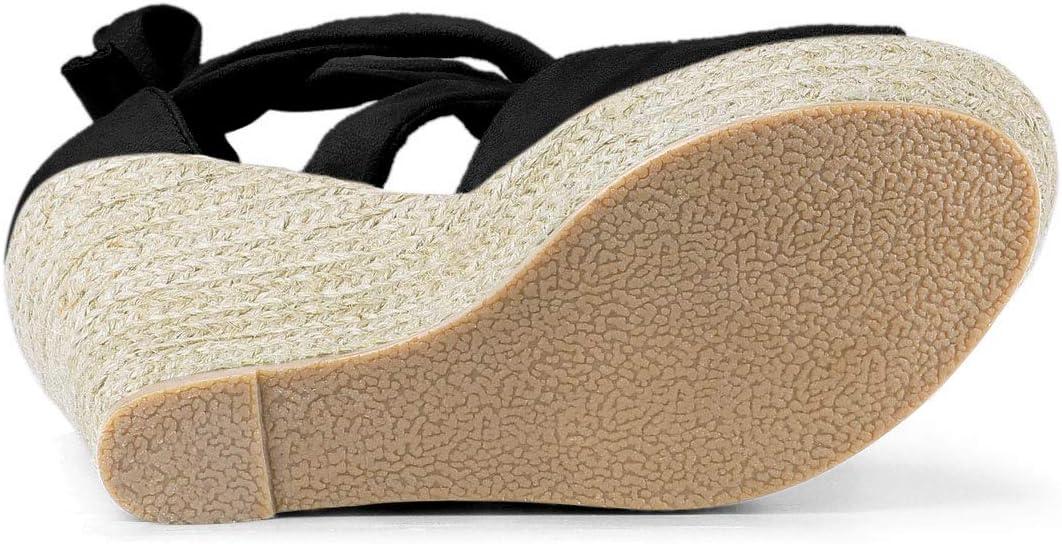 imageAllegra K Womens Lace Up Espadrilles Platform Platform Wedges SandalsBlack