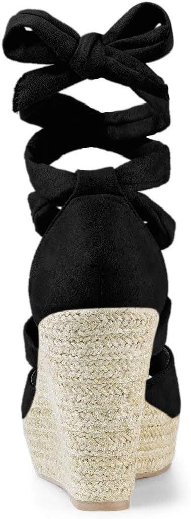 imageAllegra K Womens Lace Up Espadrilles Platform Platform Wedges SandalsBlack