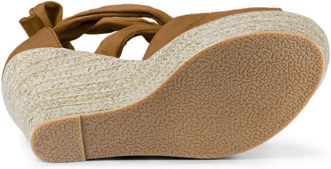 imageAllegra K Womens Lace Up Espadrilles Platform Platform Wedges SandalsBrown