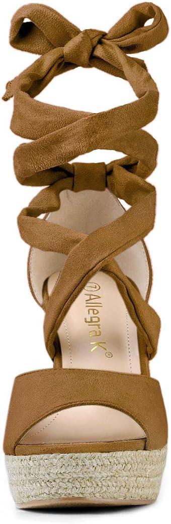 imageAllegra K Womens Lace Up Espadrilles Platform Platform Wedges SandalsBrown