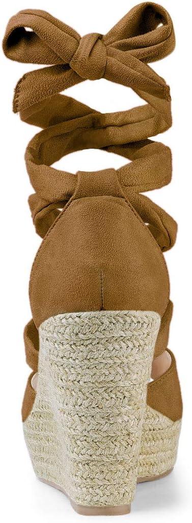 imageAllegra K Womens Lace Up Espadrilles Platform Platform Wedges SandalsBrown