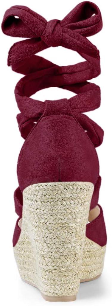 imageAllegra K Womens Lace Up Espadrilles Platform Platform Wedges SandalsBurgundy