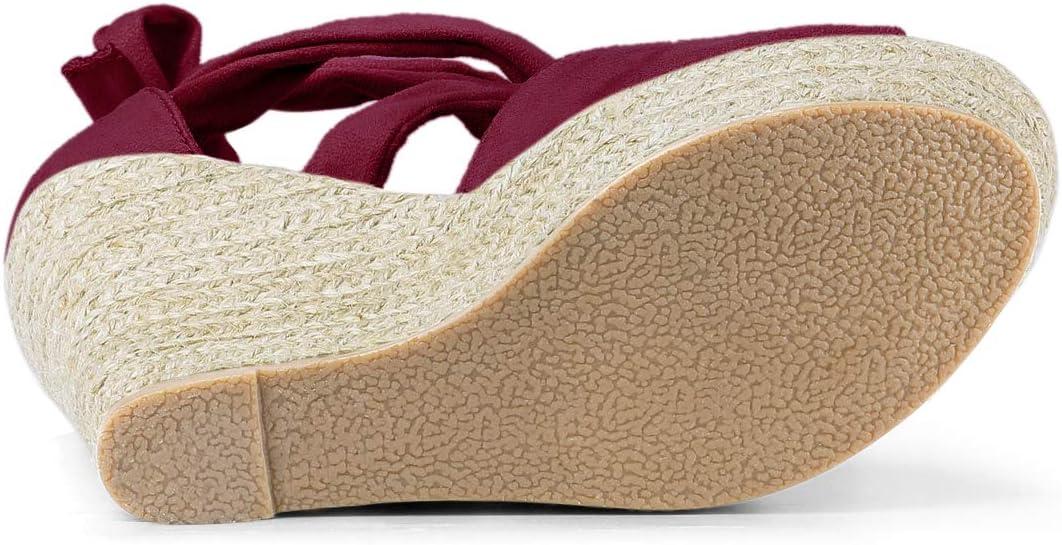 imageAllegra K Womens Lace Up Espadrilles Platform Platform Wedges SandalsBurgundy