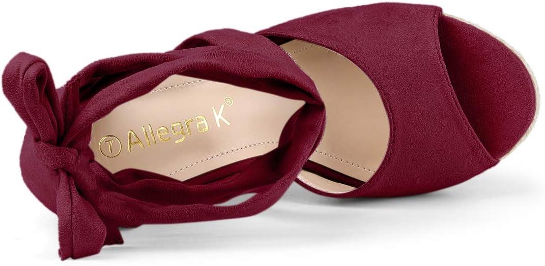 imageAllegra K Womens Lace Up Espadrilles Platform Platform Wedges SandalsBurgundy