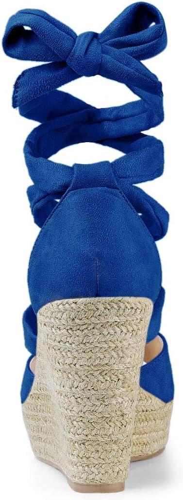 imageAllegra K Womens Lace Up Espadrilles Platform Platform Wedges SandalsDeep Blue