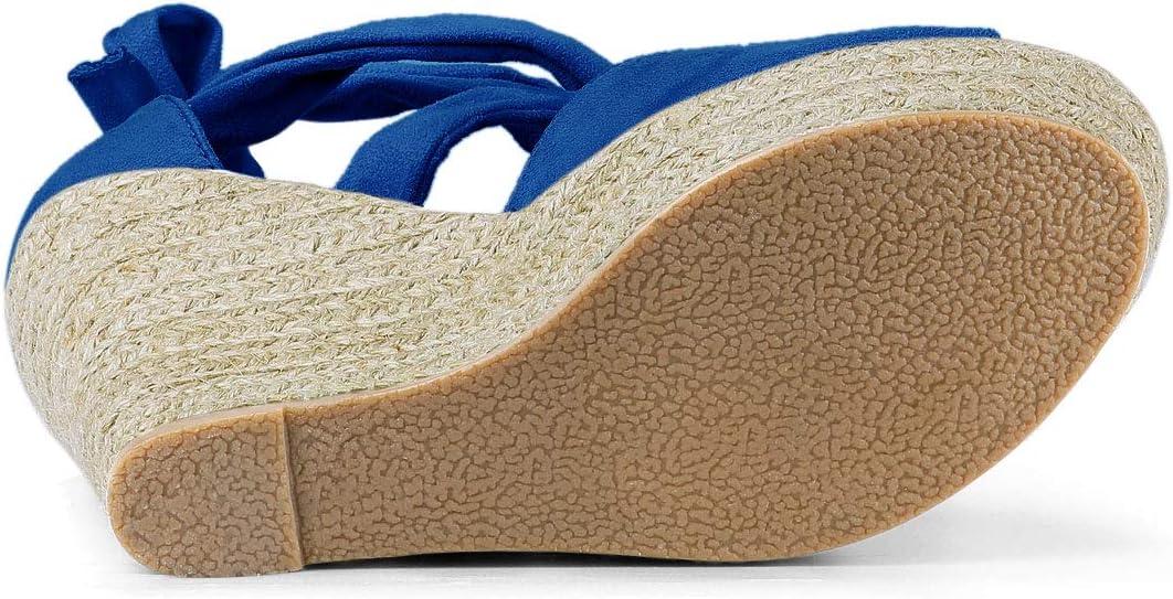 imageAllegra K Womens Lace Up Espadrilles Platform Platform Wedges SandalsDeep Blue