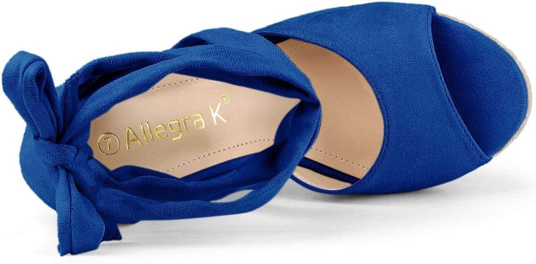 imageAllegra K Womens Lace Up Espadrilles Platform Platform Wedges SandalsDeep Blue