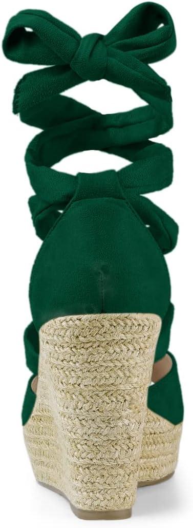 imageAllegra K Womens Lace Up Espadrilles Platform Platform Wedges SandalsGreen