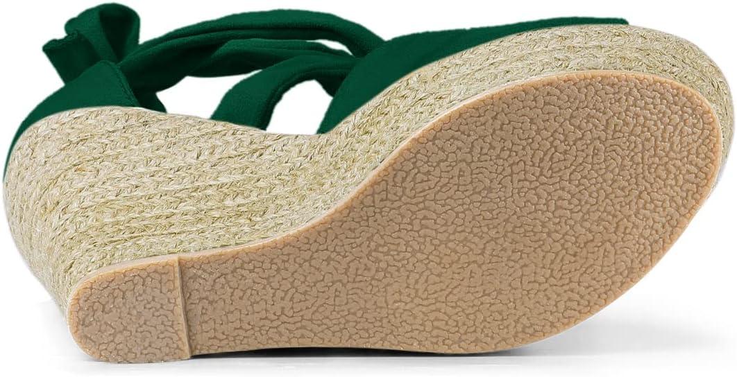 imageAllegra K Womens Lace Up Espadrilles Platform Platform Wedges SandalsGreen