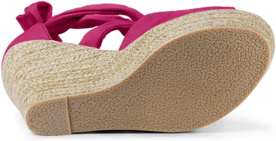 imageAllegra K Womens Lace Up Espadrilles Platform Platform Wedges SandalsHot Pink