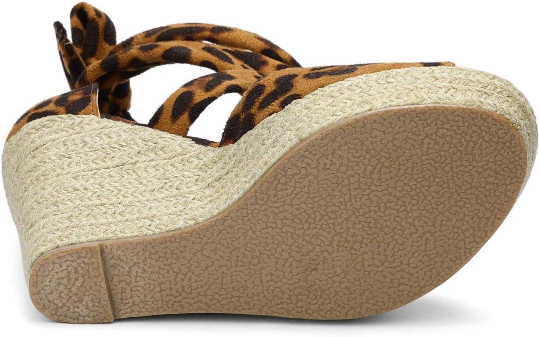 imageAllegra K Womens Lace Up Espadrilles Platform Platform Wedges SandalsLeopard