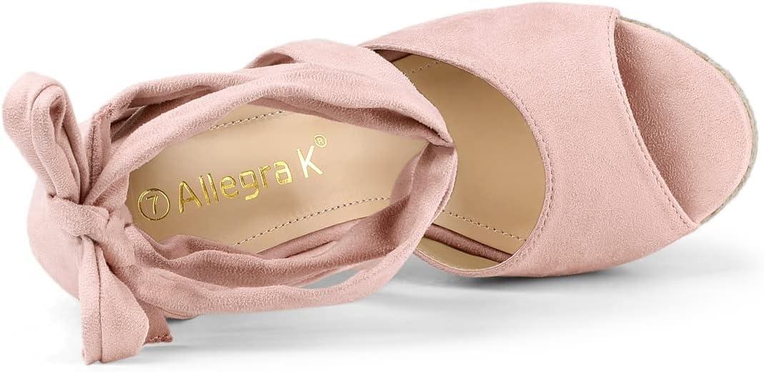 imageAllegra K Womens Lace Up Espadrilles Platform Platform Wedges SandalsLight Pink