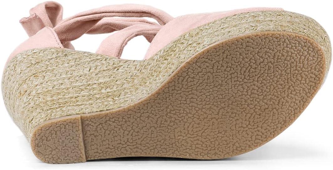 imageAllegra K Womens Lace Up Espadrilles Platform Platform Wedges SandalsLight Pink