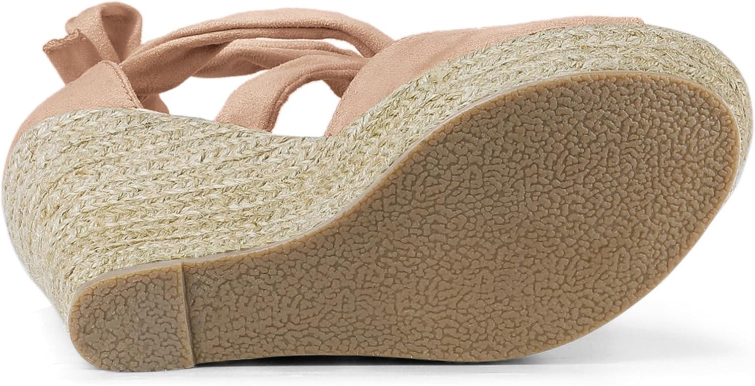 imageAllegra K Womens Lace Up Espadrilles Platform Platform Wedges SandalsNude