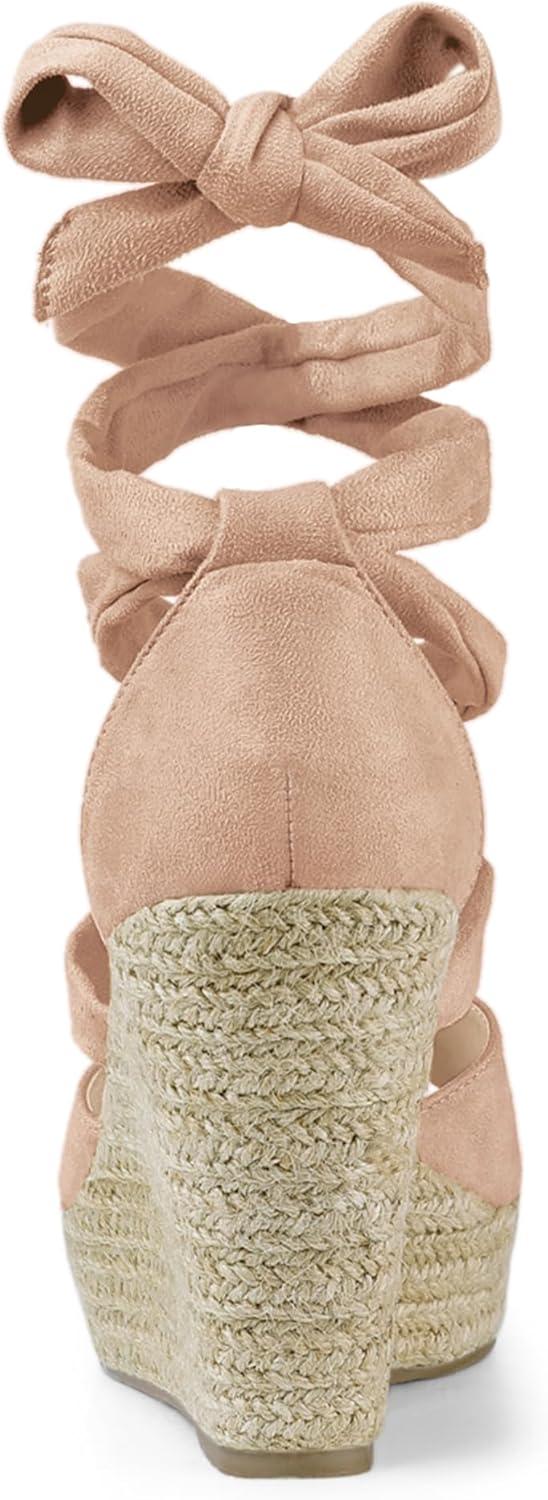 imageAllegra K Womens Lace Up Espadrilles Platform Platform Wedges SandalsNude