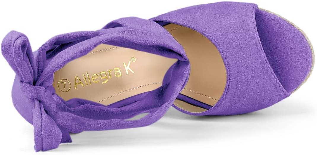 imageAllegra K Womens Lace Up Espadrilles Platform Platform Wedges SandalsPurple