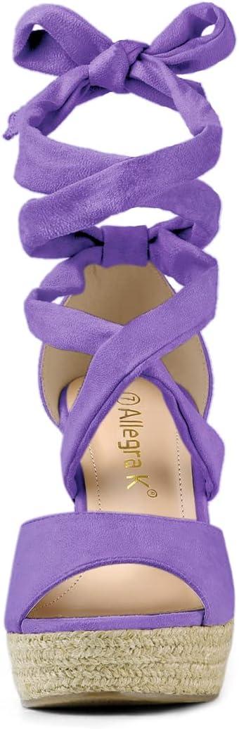 imageAllegra K Womens Lace Up Espadrilles Platform Platform Wedges SandalsPurple