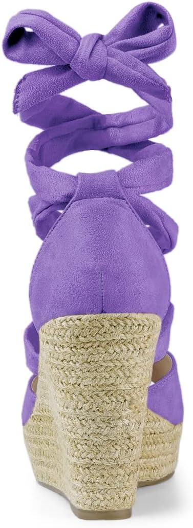 imageAllegra K Womens Lace Up Espadrilles Platform Platform Wedges SandalsPurple