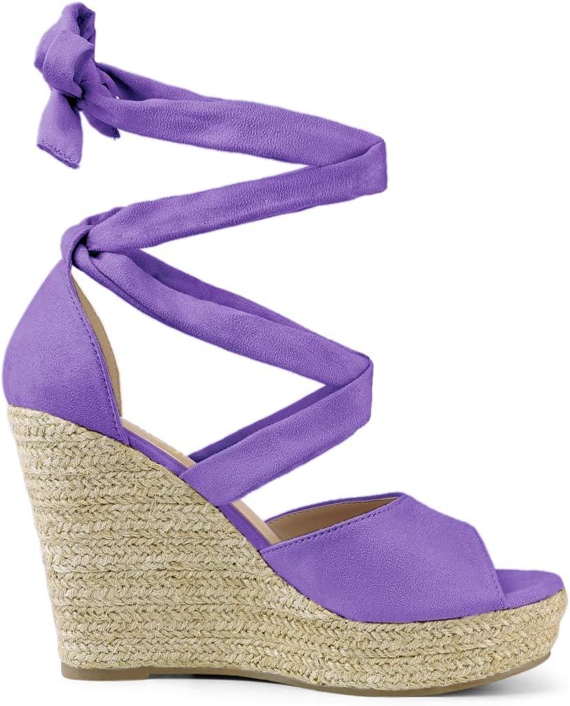 imageAllegra K Womens Lace Up Espadrilles Platform Platform Wedges SandalsPurple