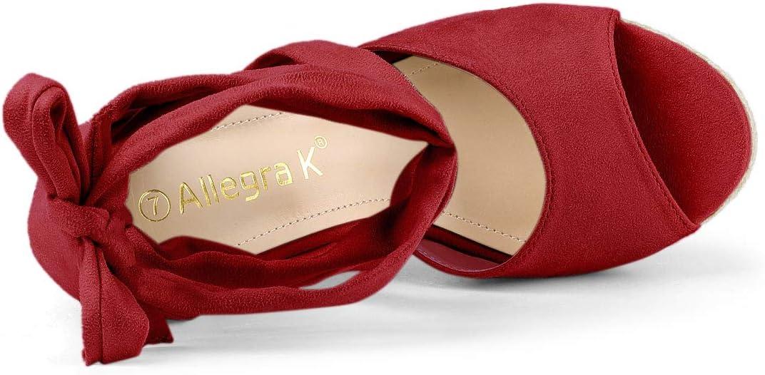 imageAllegra K Womens Lace Up Espadrilles Platform Platform Wedges SandalsRed