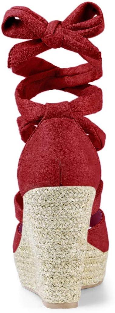 imageAllegra K Womens Lace Up Espadrilles Platform Platform Wedges SandalsRed